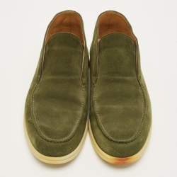 Pre Owned Loro Piana Open Walk Size 42.5 Green Suede Ankle Length Boots
