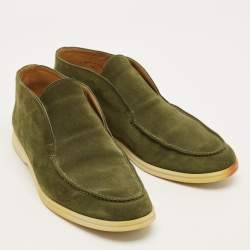 Pre Owned Loro Piana Open Walk Size 42.5 Green Suede Ankle Length Boots