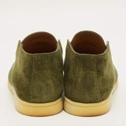 Pre Owned Loro Piana Open Walk Size 42.5 Green Suede Ankle Length Boots