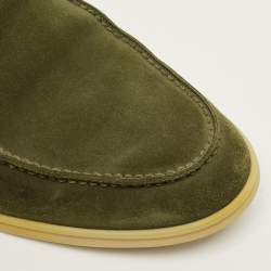 Pre Owned Loro Piana Open Walk Size 42.5 Green Suede Ankle Length Boots