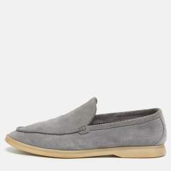 Pre Owned Loro Piana Summer Walk Size 41 Grey Suede Loafers