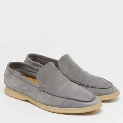 Pre Owned Loro Piana Summer Walk Size 41 Grey Suede Loafers