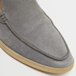 Pre Owned Loro Piana Summer Walk Size 41 Grey Suede Loafers