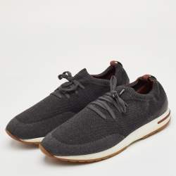 Pre Owned Loro Piana 360 LP Flexy Walk Size 46 Dark Grey Knit Fabric Low Top Sneakers