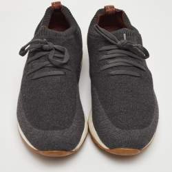 Pre Owned Loro Piana 360 LP Flexy Walk Size 46 Dark Grey Knit Fabric Low Top Sneakers