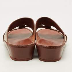 Pre Owned Loro Piana New Buckle Size 43.5 Brown Leather Slide Sandals