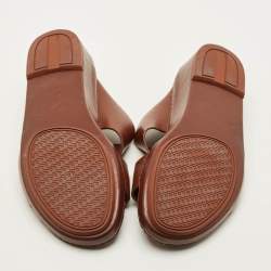 Pre Owned Loro Piana New Buckle Size 43.5 Brown Leather Slide Sandals