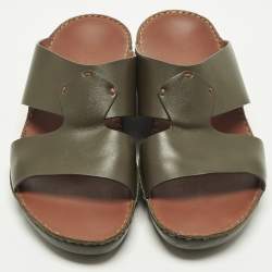 Pre Owned Loro Piana New Buckle Size 43.5 Green Leather Sandals