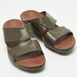 Pre Owned Loro Piana New Buckle Size 43.5 Green Leather Sandals