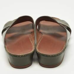 Pre Owned Loro Piana New Buckle Size 43.5 Green Leather Sandals