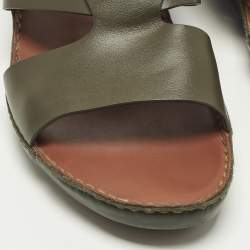 Pre Owned Loro Piana New Buckle Size 43.5 Green Leather Sandals