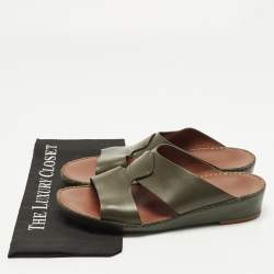 Pre Owned Loro Piana New Buckle Size 43.5 Green Leather Sandals