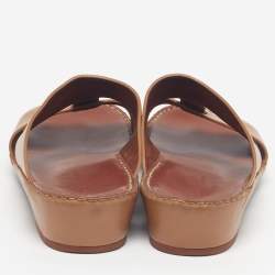 Pre Owned Loro Piana New Buckle Size 43.5 Brown Leather Slide Sandals