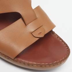 Pre Owned Loro Piana New Buckle Size 43.5 Brown Leather Slide Sandals