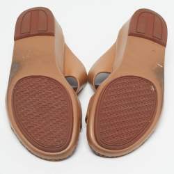Pre Owned Loro Piana New Buckle Size 43.5 Brown Leather Slide Sandals