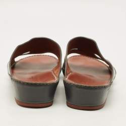 Pre Owned Loro Piana New Buckle Size 43.5 Grey Leather Slide Sandals