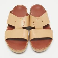 مملوكة مسبقًا Loro Piana New Buckle Size 43.5 Brown Leather Slide Sandals