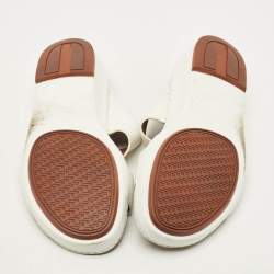 Pre Owned Loro Piana New Buckle Size 43.5 White Leather Slide Sandals