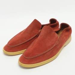 Pre Owned Loro Piana Summer Walk Size 43.5 Red Suede Loafers