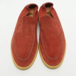 Pre Owned Loro Piana Summer Walk Size 43.5 Red Suede Loafers