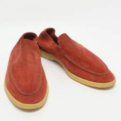 Pre Owned Loro Piana Summer Walk Size 43.5 Red Suede Loafers