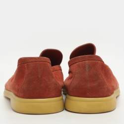 Pre Owned Loro Piana Summer Walk Size 43.5 Red Suede Loafers