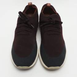 Pre Owned Loro Piana 360 LP Flexy Walk Burgundy/Navy Blue Knit Fabric Low Top Sneakers Size 41