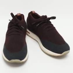 Pre Owned Loro Piana 360 LP Flexy Walk Burgundy/Navy Blue Knit Fabric Low Top Sneakers Size 41