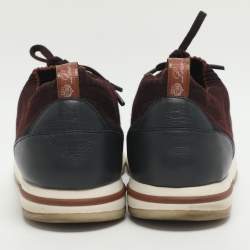 Pre Owned Loro Piana 360 LP Flexy Walk Burgundy/Navy Blue Knit Fabric Low Top Sneakers Size 41