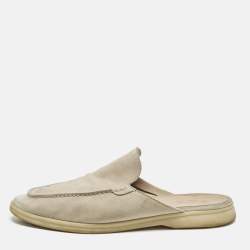 Pre Owned Loro Piana Babouche Charms Walk Size 42 Grey Suede Mules