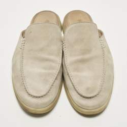 Pre Owned Loro Piana Babouche Charms Walk Size 42 Grey Suede Mules