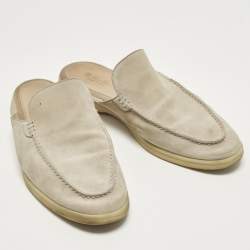 Pre Owned Loro Piana Babouche Charms Walk Size 42 Grey Suede Mules