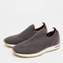 Pre Owned Loro Piana 360 LP Flexy Walk Size 43 Grey Knit Fabric Slip On Sneakers