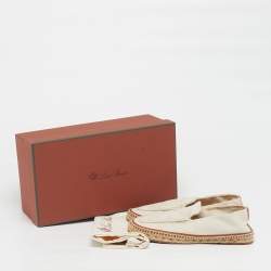 Pre Owned Loro Piana Seaside Walk Size 40 Beige Canvas Slip On Espadrilles