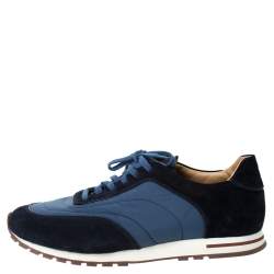 Pre Owned حذاء رياضي لورو بيانا منخفض من أعلى سويدي و نايلون أزرق مقاس 44