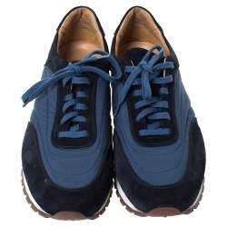 Pre Owned حذاء رياضي لورو بيانا منخفض من أعلى سويدي و نايلون أزرق مقاس 44