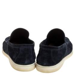 Pre Owned حذاء لوفرز لورو بيانا سليب أون سمر ووك سويدى أزرق داكن مقاس 42.5 