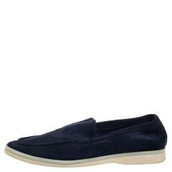 مملوكة مسبقًا Loro Piana Blue Suede Slip On Loafers Size 40