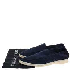 مملوكة مسبقًا Loro Piana Blue Suede Slip On Loafers Size 40
