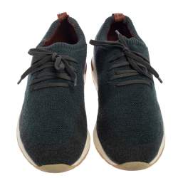 Pre Owned Loro Piana Blue/Brown Merino Wool Knit 360 Flexy Walker Slip On Sneakers Size 43