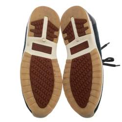 Pre Owned Loro Piana Blue/Brown Merino Wool Knit 360 Flexy Walker Slip On Sneakers Size 43