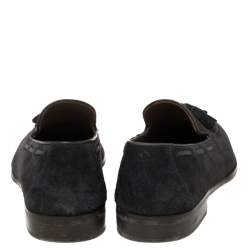 Loro Piana Navy Blue Suede Tassel Slip On Loafers Size 42.5