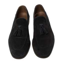 Loro Piana Navy Blue Suede Tassel Slip On Loafers Size 42.5