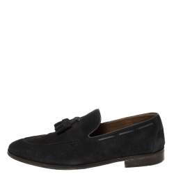 Loro Piana Navy Blue Suede Tassel Slip On Loafers Size 42.5
