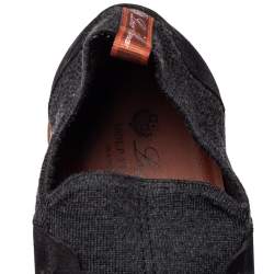 Loro Piana Dark Grey Knit Fabric And Nubuck Slip On Sneakers Size 45