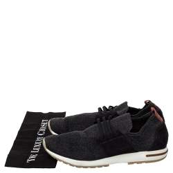 Loro Piana Dark Grey Knit Fabric And Nubuck Slip On Sneakers Size 45