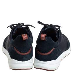 Loro Piana Navy Blue Suede And Neoprene Modular Walk Sneakers Size 43.5