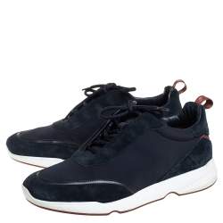 Loro Piana Navy Blue Suede And Neoprene Modular Walk Sneakers Size 43.5