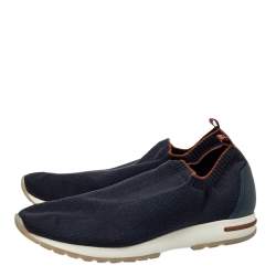 مملوكة مسبقًا Loro Piana Blue Knit Fabric 360 Flexy Walk Slip On Sneakers Size 43