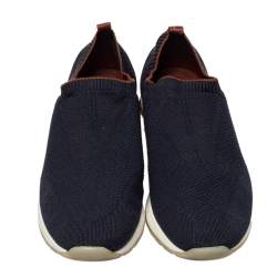 مملوكة مسبقًا Loro Piana Blue Knit Fabric 360 Flexy Walk Slip On Sneakers Size 43
